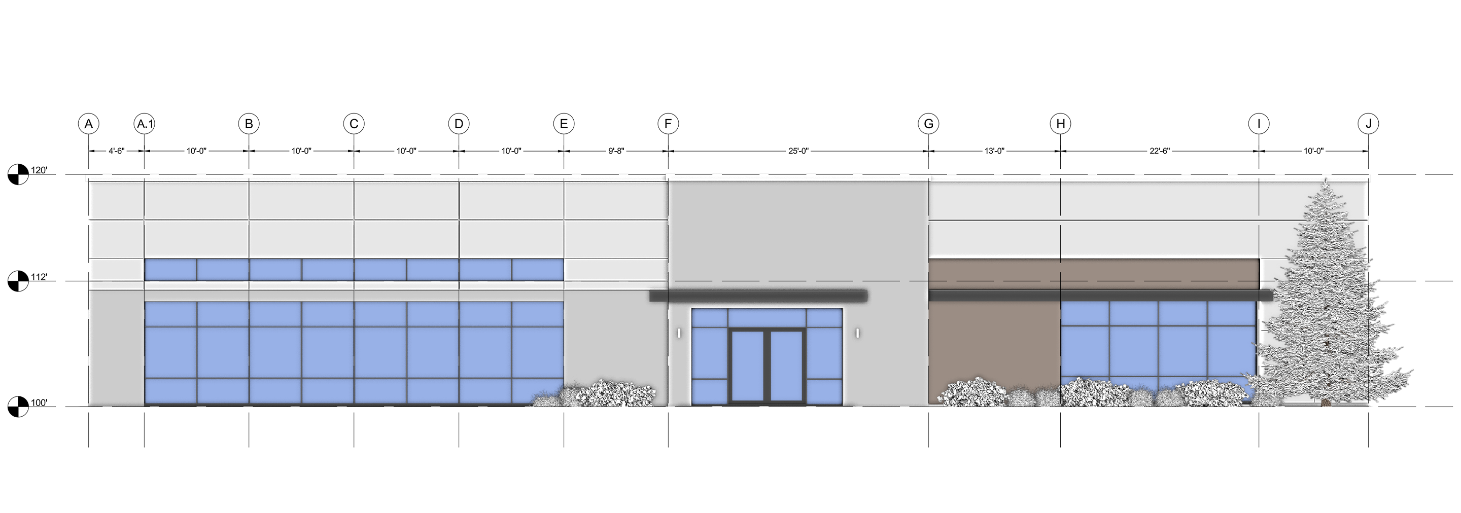 Architectural elevation drawing of the building